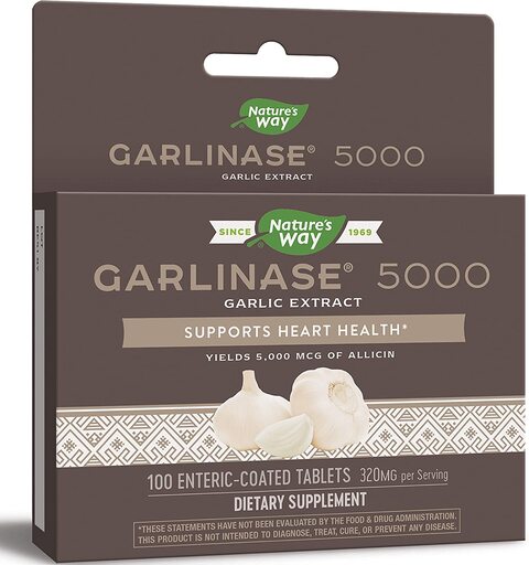 Nature&#39;s Way Garlinase 5000 3.4% Garlic Extract Per Serving 100 Enteric-Coated Tablets (Packaging May Vary)