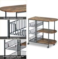 Kitchen Island Cart Trolley Industrial Microwave Oven Stand Utility Storage Cart with 3 Metal Baskets, 4 Wheels - 2 Wheels