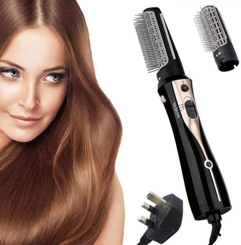 Rebune Re-2078-2 1200W Hair Dryer Brush 3 In 1 Hot Air Styler Straightening &amp; Curling Fast Heating (3S) Hair Styler With 2 Brushes