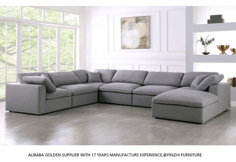 Modern Cloud Modular Living Room Sofas Set I U Shape Down Filled Overstuffed Reversible Sectional Corner Sofa