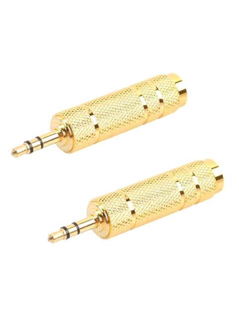 2-Piece 6.3mm 1/4 Female to 3.5mm 1/8 Male Stereo Audio Adapter Headphone Jack Gold
