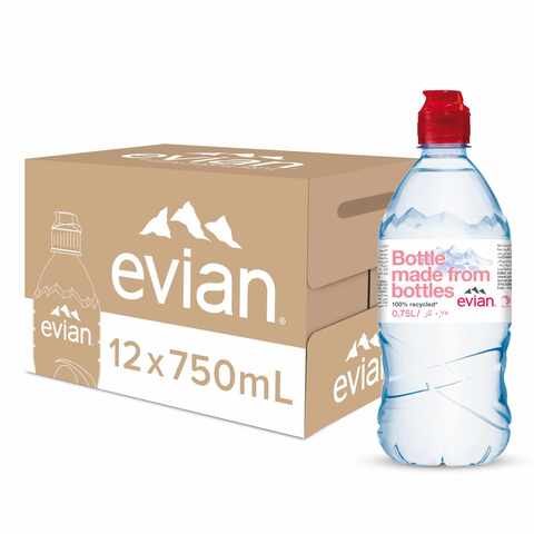 Buy evian Recycled Bottles Natural Mineral Water 750ml Pack of 12 Online -  Shop Beverages on Carrefour UAE