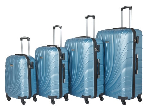 Senator Hard Case Trolley Luggage Set of 4 Suitcase for Unisex ABS Lightweight Travel Bag with 4 Spinner Wheels KH115 Light Blue