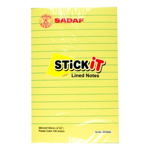 Buy STICKY NOTES LINED NOTES 98 MM X 150 MM 100 SHEETS Online - Shop ...