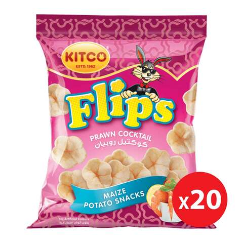 اشتري كيتكو، وجبة بطاطس الذرة الخفيفة بطعم كوكتيل الروبيان 14جرام ×20 في السعودية