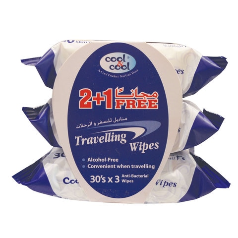 Cool &amp; Cool Travelling Fresh 30 Wipes Pack of 3
