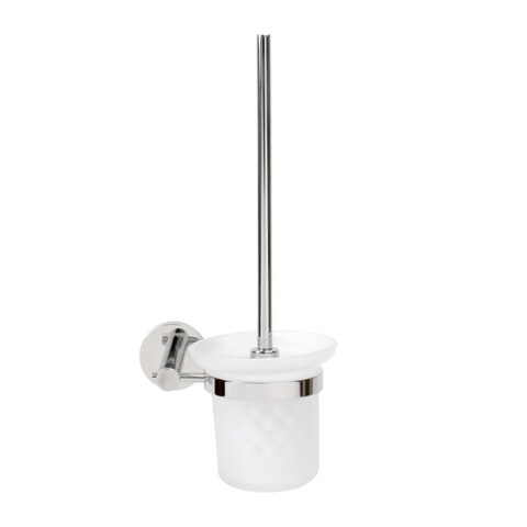 Geepas Toilet Brush Holder Set With Stainless Steel Finish, Easy To Install Stylish Wall Mounted Toilet Brush Holder With Shiny Look