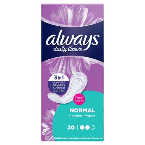 Always Daily Liners Fresh Scent Comfort Protect Pantyliners White 20 Liners
