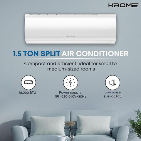 Buy Krome 1.5 Ton AC, Split Air Conditioner With Advanced Rotary Compressor  Technology, 18000 BTU, Low Noise, Environment Friendly R-410a, Smooth And  Stable Operations, White, KR-AR18TT3 Online - Shop Electronics u0026 Appliances