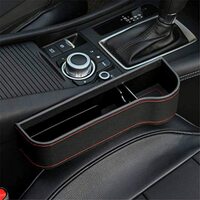 Car Side Seat Organizer For Drinks Key Wallet Phone Sunglasses, Car Seat Gap Filler Organizer?PU Leather Seat Console Organizer Pocket Interior Car Accessories(black,First officer)