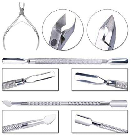 Generic 3Pcs/Set Nail Cuticle Scissors Pusher Remover Cutter Stainless Steel Cuticle Nipper Clipper Manicure Nail Art Tool Set-S