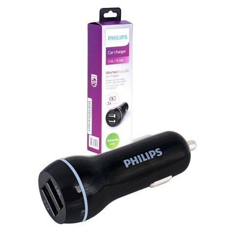 Philips Ultra Fast Dual USB Car Charger 15.5W Black