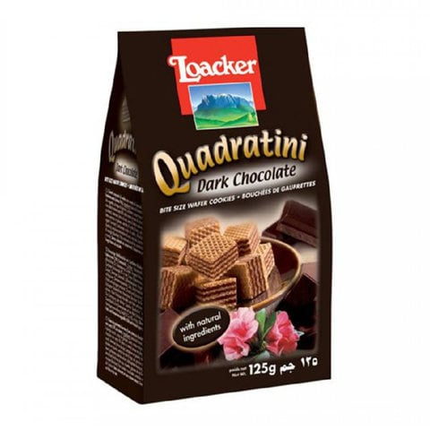 Buy Loacker Quadratini Dark Chocolate Cream Wafer Bag 125g in Saudi Arabia