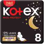 Buy Kotex Maxi Protect Thick Pads Overnight Protection Sanitary Pads With Wings 8 Sanitary Pads in UAE
