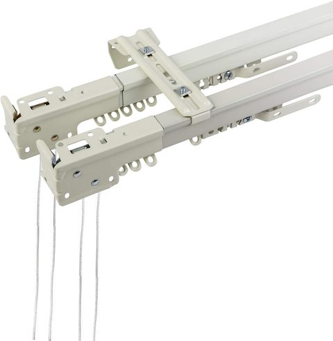 Ultra White Corded Adjustable, Double Traverse Curtain Rod