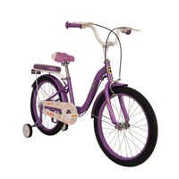 Mogoo Joy Kids Road Bike With Basket for 7-10 Years Old Girls, Adjustable Seat, Handbrake, Mudguards, Reflectors, Rear Seat, Gift for Kids, 20 Inch Bicycle With Training Wheels - Purple