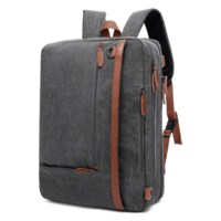 Coolbell - Convertible Backpack  Canvas Business Laptop Briefcase - Grey 17.3&quot;