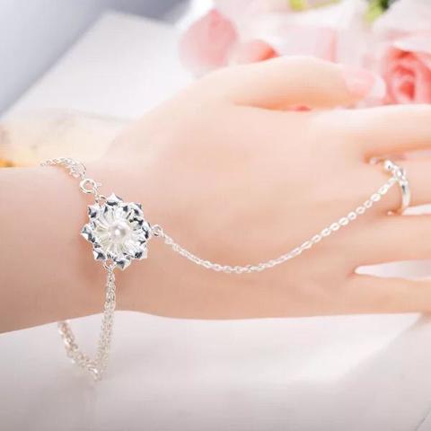 Generic - Slim bracelet ring silver color wedding jewellery