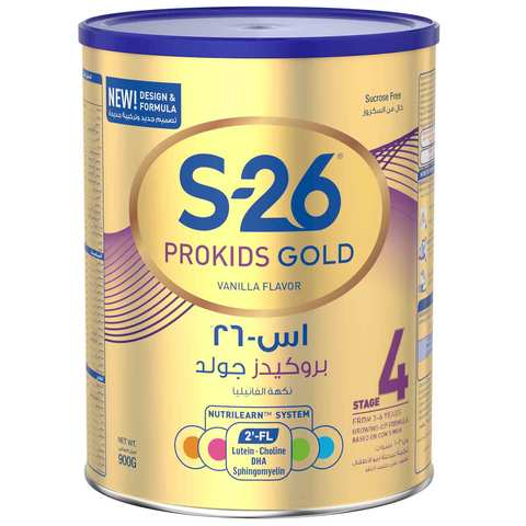 S-26 Prokids Gold Milk Powder Vanilla Flavor Stage 4 From 3 To 6 Years 900 Gram