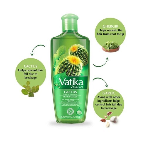 Dabur Vatika Naturals Cactus Enriched Hair Oil Anti-Breakage Clear 200ml