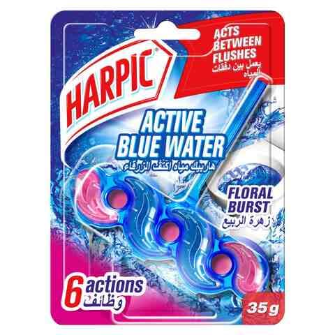 Buy Harpic Active Blue Water Toilet Rim Block Floral Burst 35g in UAE