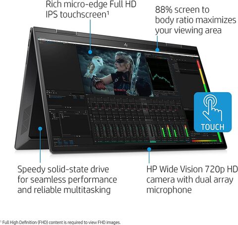 HP 2022 Envy X360, 15.6&quot; FHD IPS Touchscreen 2-in-1 Laptop 12th Intel Core i7-1255U Iris Xe Graphics, 32GB DDR4, 1TB SSD, Thunderbolt 4 WiFi 6E Backlit Keyboard Windows 11