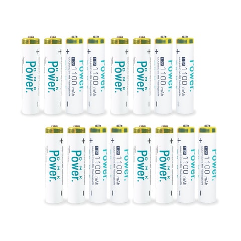 DMK Power 16 Pcs Rechargeable AAA Batteries ,1100mAh High Capacity Batteries 1.5V NiMH Low Self Discharge for House hold devices, toys, remote, etc...
