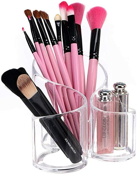 Generic - Acrylic Makeup Brush Holder,3 Compartment Desk Organizer Desktop Clear Cosmetics Organizer Lipstick Organizer