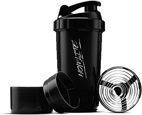 Protein Shaker Bottle &ndash; Non-Slip 3 Layer Twist Off, Leak-Proof Blender Bottle with Supplement and Pill Storage Compartment