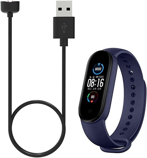 MARGOUN 2 Pack for Xiaomi mi band 6 Strap mi 5 Silicone Watch Band with Charger Cable Magnetic USB Fast Charger for mi 6/mi 5