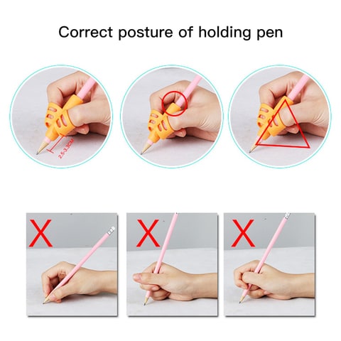 Generic-3pcs Two-Finger Silicone Pencil Grips Pen Holder Ergonomic Writing Aid Posture Correction Tool for Kids Preschoolers
