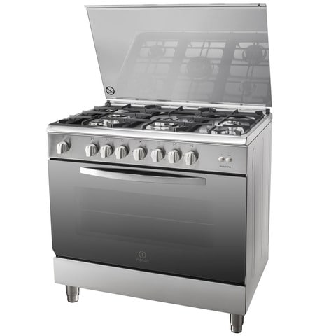 Indesit Free Standing  90X60 Cm 5Burners  Gas Cooker + 120L Oven Silver I95T1CXEX