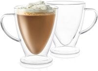1CHASE&reg; Double Walled Irish Glass Coffee Mugs with Handle,Insulated Layer Coffee Cups,Clear Borosilicate Glass Mugs,Perfect for Cappuccino,Tea,Latte,Espresso,Hot Beverages Set of 2 300 ML