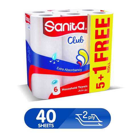 Sanita Club Kitchen Towel 6 Roll 2 Ply 40 sheets