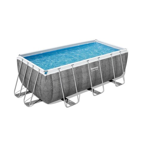 Bestway Power Steel Rectangular Swimming Pool Grey 412x201x122cm (Plus Extra Supplier&#39;s Delivery Charge Outside Doha)