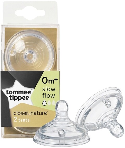 Tommee Tippee Closer To Nature Medium Flow Teats 42212010 Clear Pack of 2