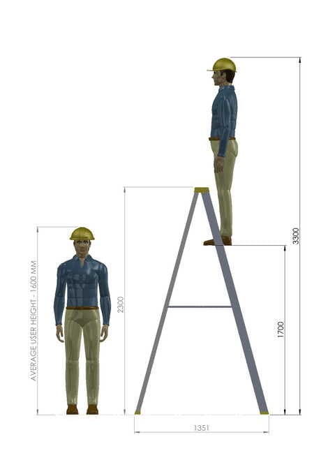 Penguin - Aluminium Two-in-One Ladder: Step 8, (2.4m - 4.4m)