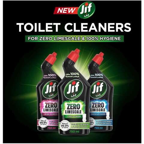 Jif Antibacterial Hard Surface Toilet Cleaner With Lime Power Zero Limescale 750ml