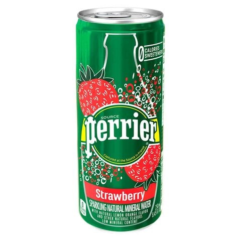 Perrier Strawberry Flavoured Sparkling Natural Mineral Water 250ml