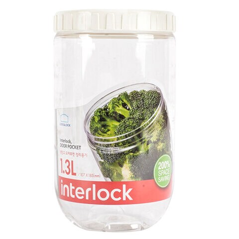 Lock And Lock Interlock Round Food Container With Lid White 1.3L