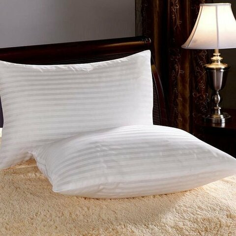 2-Piece Hotel Striped Bed Pillow Set Cotton White