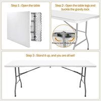 HEXAR&reg; Heavy Duty Multipurpose Camping Table Portable Folding Table Picnic Dining table Centerfold Ideal for Crafts Outdoor Events Lightweight and Durable Table with Carry Handle (L152 W70 H74 CM)