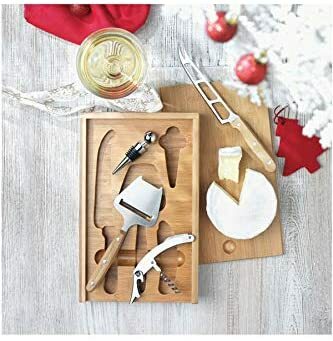 Buy Jinou Bamboo Cheese And Wine Set Includes A Stainless Steel Knife Cheese Peeler Bottle Opener And Wine Stopper Online Shop Home Garden On Carrefour Uae