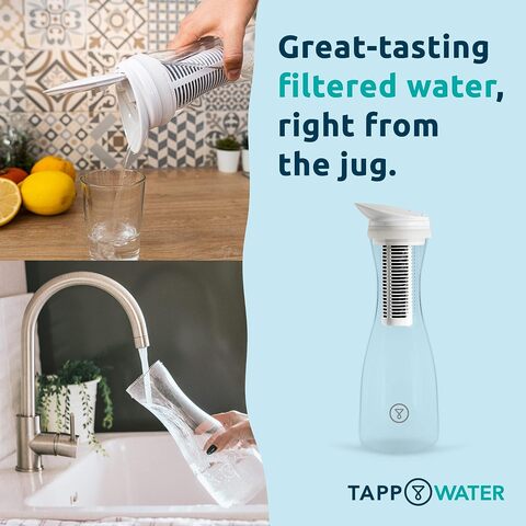 TAPP Water PitcherPro - Carafe d'eau filtrante en verre, filtre le