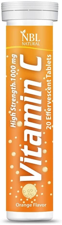 Buy NBL NATURAL Vitamin C 1000 Mg Orange Flavor, Immune System Booster, Potent Antioxidant, 20 Effervescent Tablets in UAE