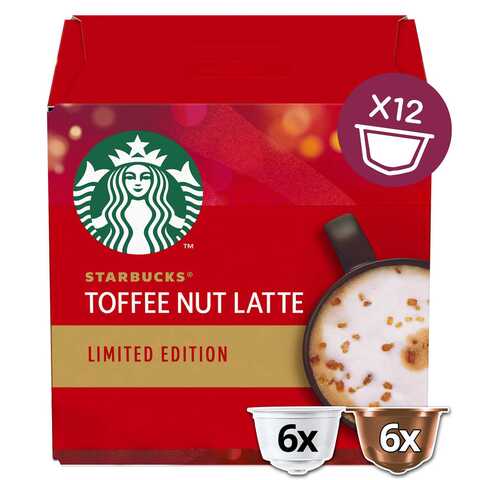 Starbucks Toffee Nut Latte Limited Edition by NESCAFE DOLCE GUSTO Medium Roast Coffee Pods, 127.8g Box of 6+6