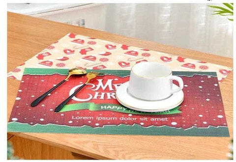 Set Of 4 Christmas Theme Designed Table Mat With Non Slip Material For Dining Table, Coffee Table etc. (Size 45&times;30CM)