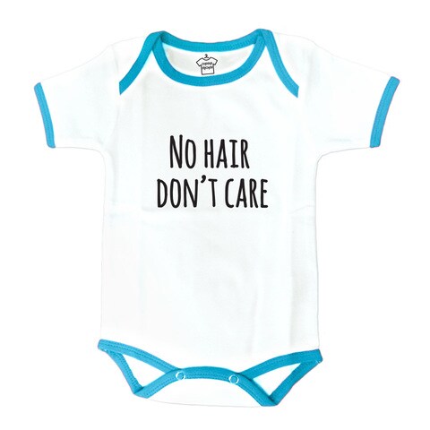 Buy Cheeky Micky -Body Suit with Message : No Hair Don't Care (Blue Trim)  Age: 6-12 months Online - Shop Home & Garden on Carrefour UAE