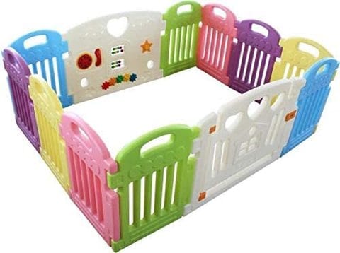 Rainbow Toys - Baby Playpen Kids Activity Centre Safety Play Yard With 12 Panels (Multi Colour).