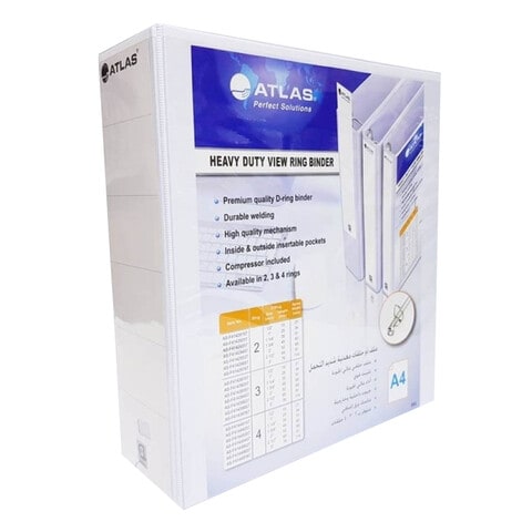 Atlas Heavy Duty 2-Ring A4 View Ring Binder White